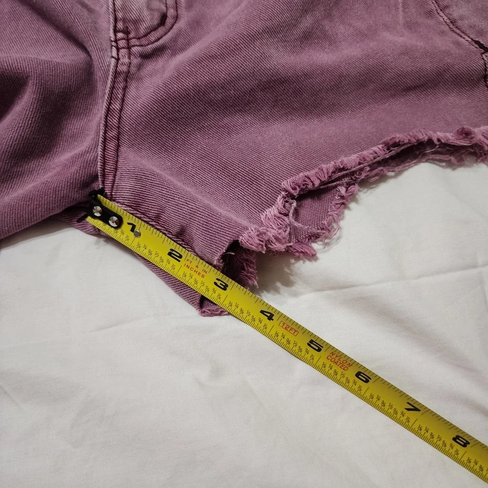 Free People Womens 24 Purple Distressed Zipper Fly Raw Hem Shorties